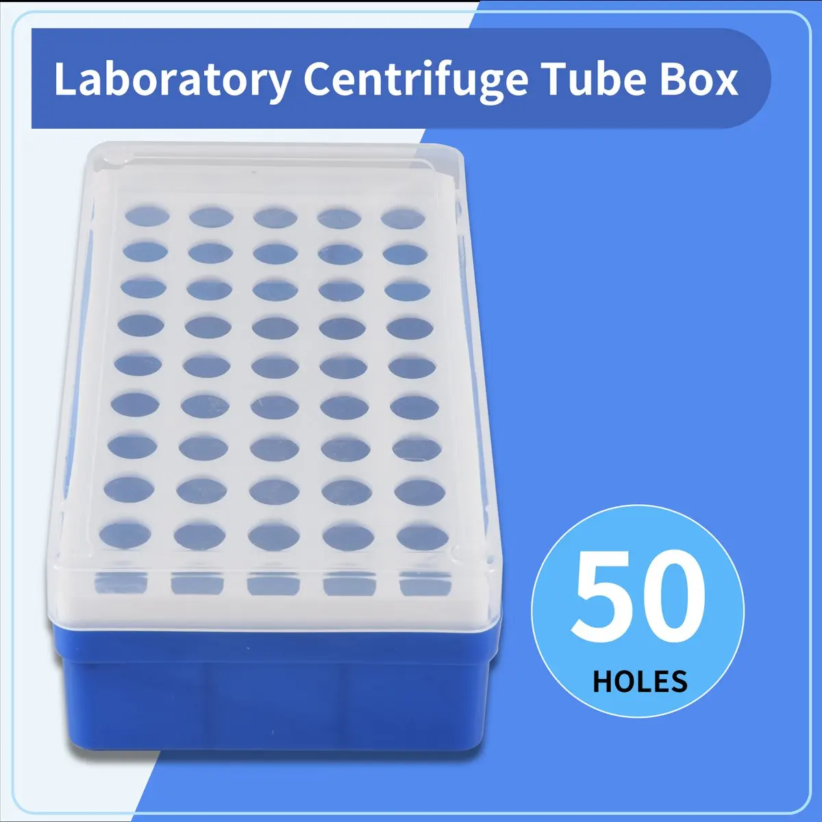 KSOL Laboratory Lab Plastic 50 Sockets 1.5ml Centrifuge Tube Stand Holder Box