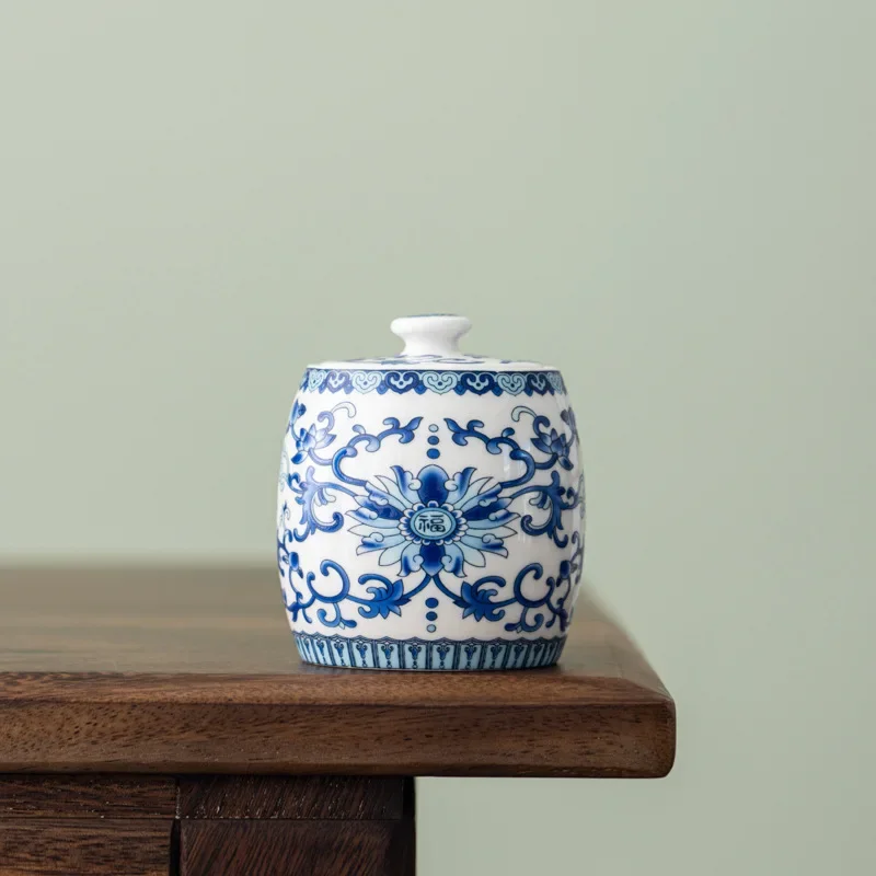 Keramik-Teedose, chinesische kleine Mini-Vorratsdose, feuchtigkeitsbeständig für den Haushalt, Teedose