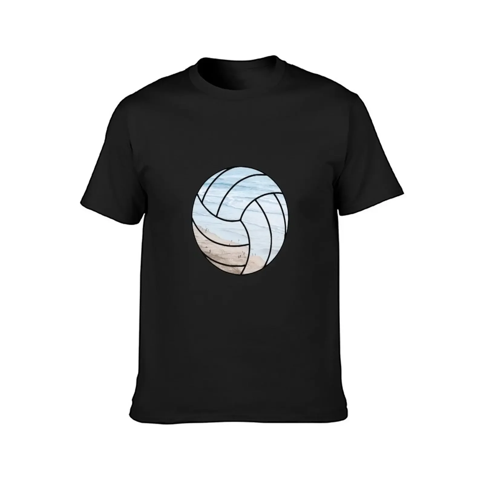 Volleyball with Beach Background T-Shirt Short sleeve tee oversizeds Blouse t shirt men