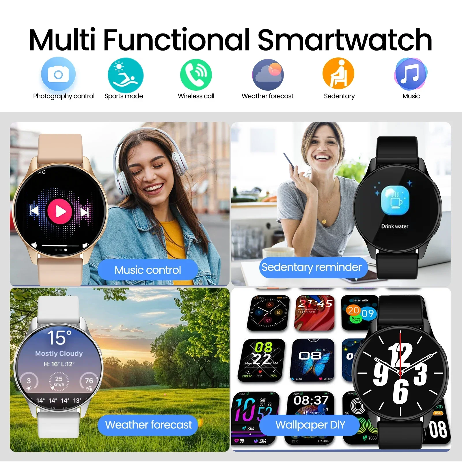 2025 New Smart Watch Wireless Calling Multiple Sports Modes Music Player Health Tracking DIY Watch Faces Android iOS