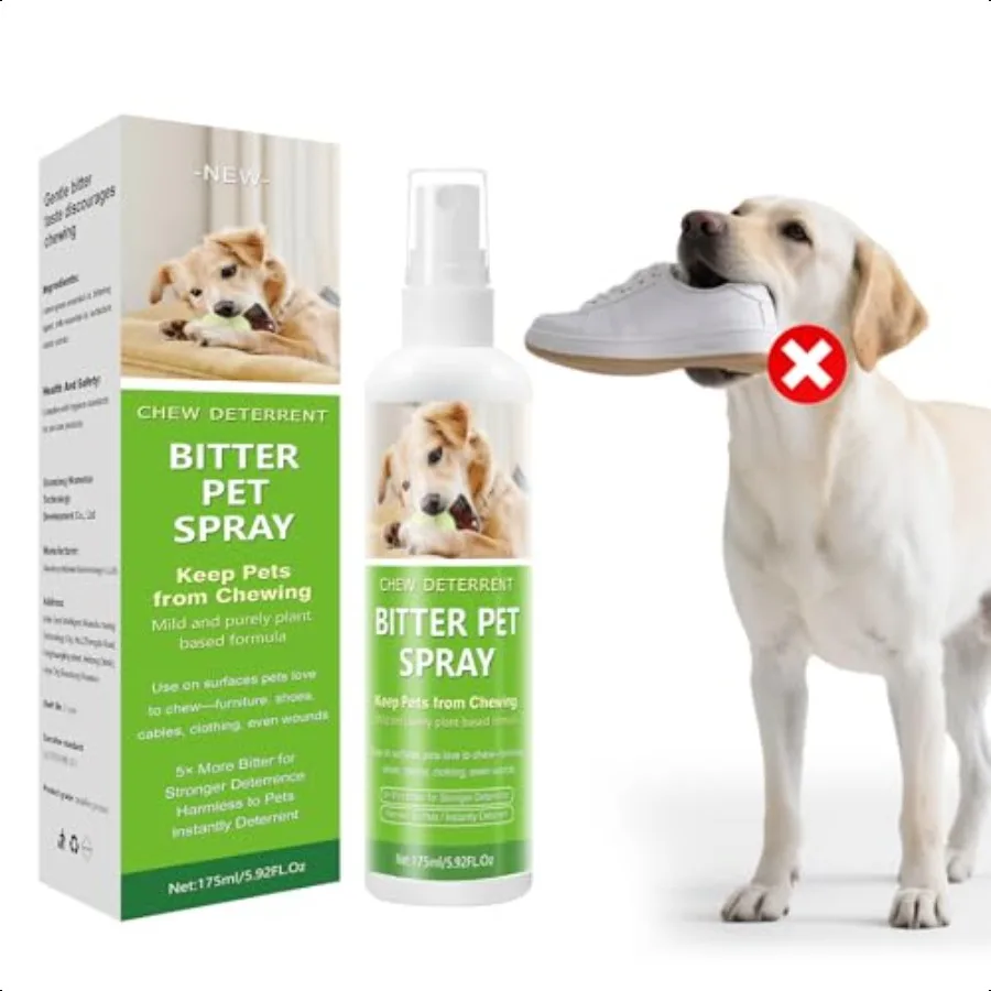 

AntiChew Spray for Dogs and Cats 5.92 fl oz Bitter No Chew Training Aid to Stop Chewing Licking Marking Dog Deterrent Spray for