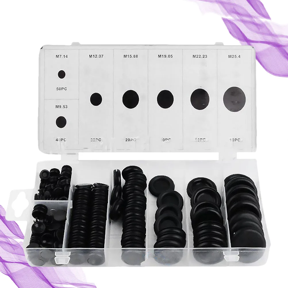 

1 Set 170pcs Black Rubber Seal Ring Rubber Grommets Retaining Ring Set with Plastic Box for Gasket Kits (Black)