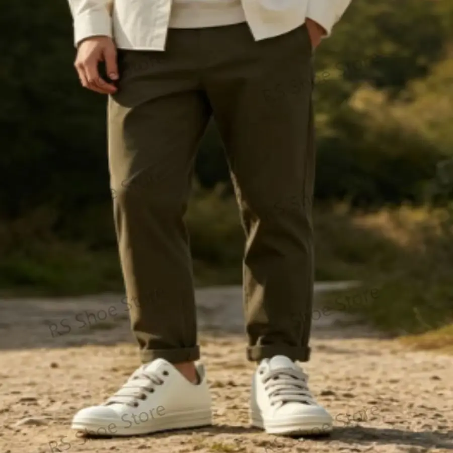 

Кроссовки Ro Men из кожи цвета слоновой кости, низкие, с массивными шнурками, женские повседневные туфли, классический дизайн, на толстой плоской подошве