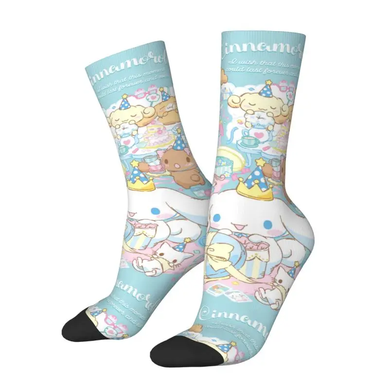 Custom Cinnamoroll Cartoon Men's Crew Socks Unisex Funny Anime Spring Summer Autumn Winter Dress Socks