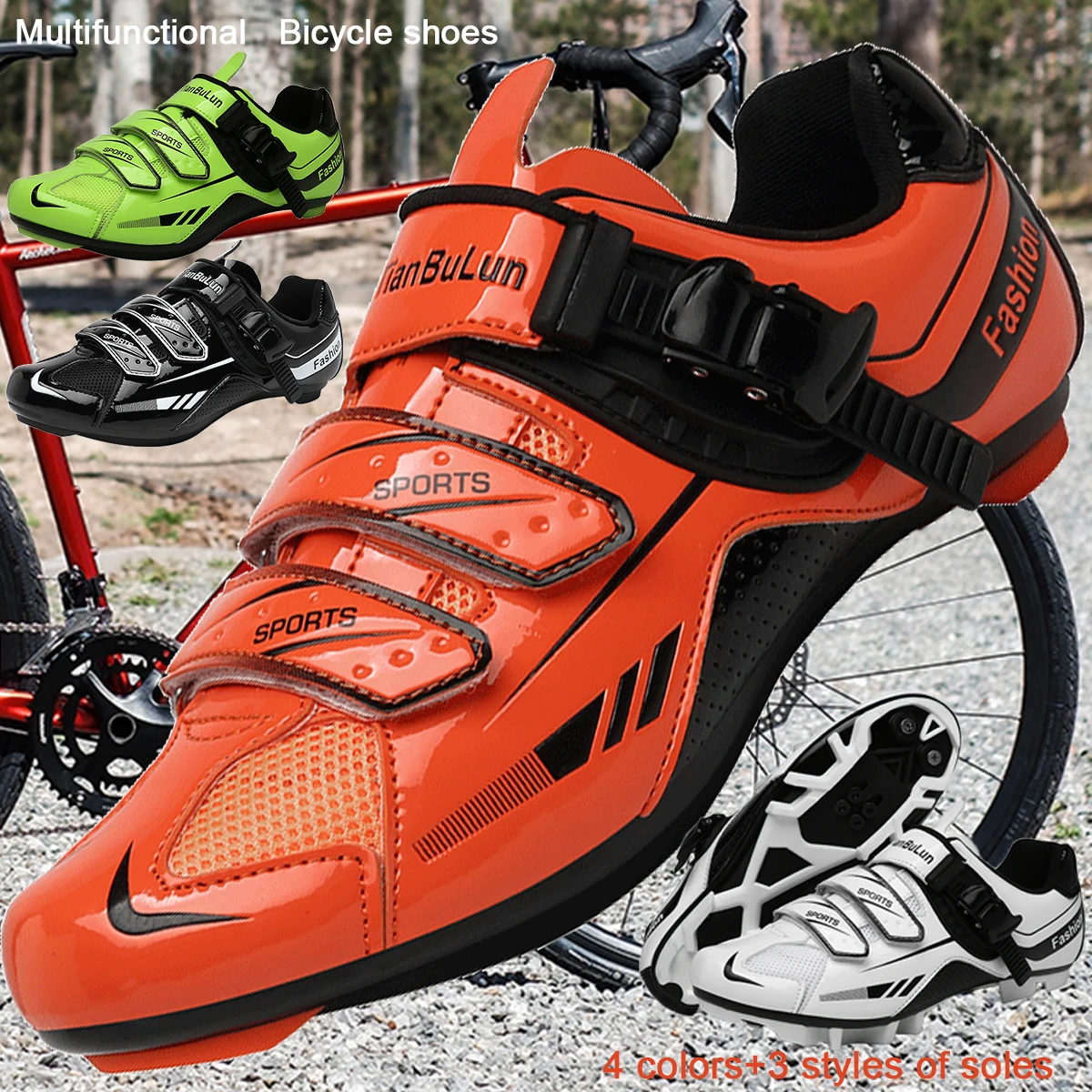 

New Men's and Women's Bicycle Shoes,Outdoor Cycling Shoes,Three Functional Soles,Professional Training Shoes