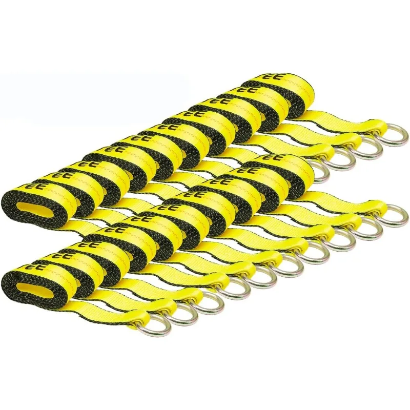 

Mytee Products (20 Pack 2" x12' Winch Lasso Strap with O Ring, Yellow - Car Tie Down Tire Straps