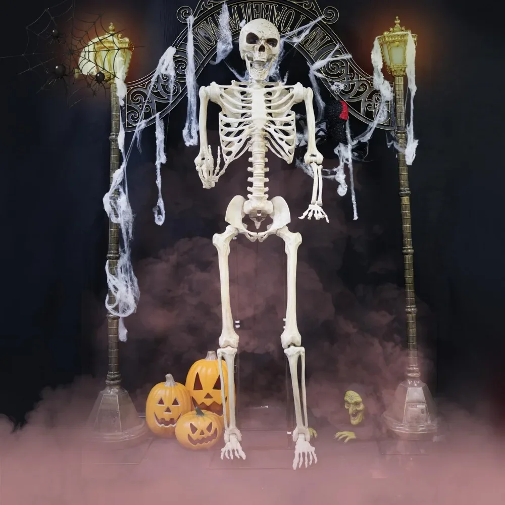 

7Ft/84 Giant Halloween Skeleton Pose-N-Stay Life Size Skeleton Full Body Realistic Human Bones with Posable Joint for Halloween