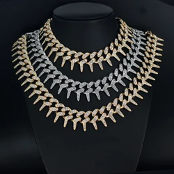 Hip Hop Chain Necklace 22mm Thorn Shape Chains Iced Out Bling Necklace Men Women Fashion HipHop Jewelry For Birthday Gift