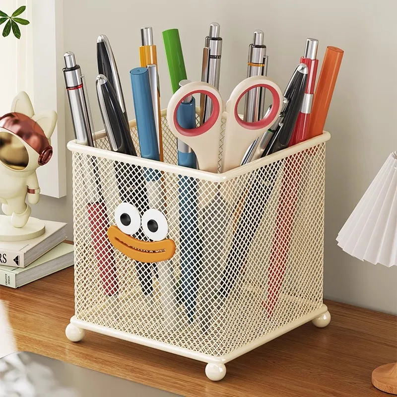 Office Desktop Storage Box, Large Capacity Pen Holder, Brush Organizer for Boys and Girls, Light Luxury Stationery