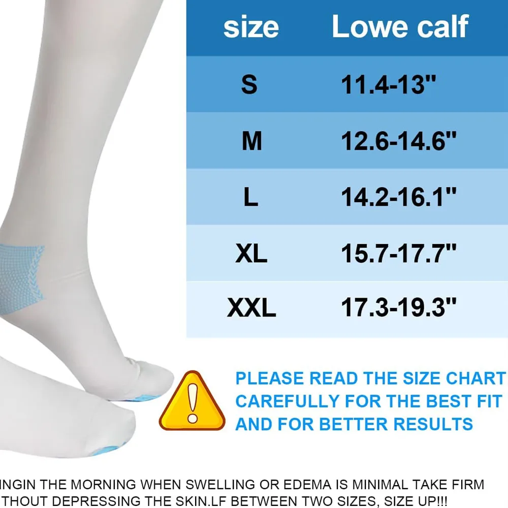 Compression Stockings 15-20 mmHg Graduated Medical Support Stocking 1 Pair, Thigh High Ted Hose with Silicone Band Women & Men