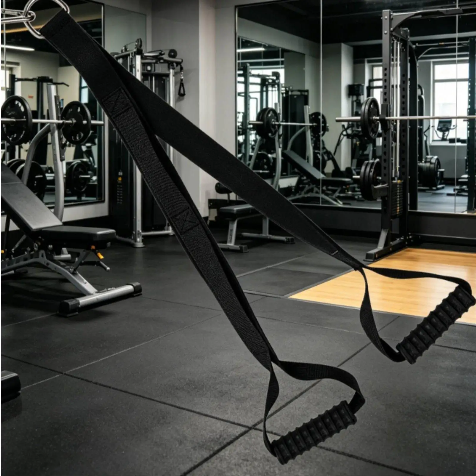 Double Handle Arm Training Band Textured Grip Pulley Fitness Accessory for Cable Machines and Home Workout Routines