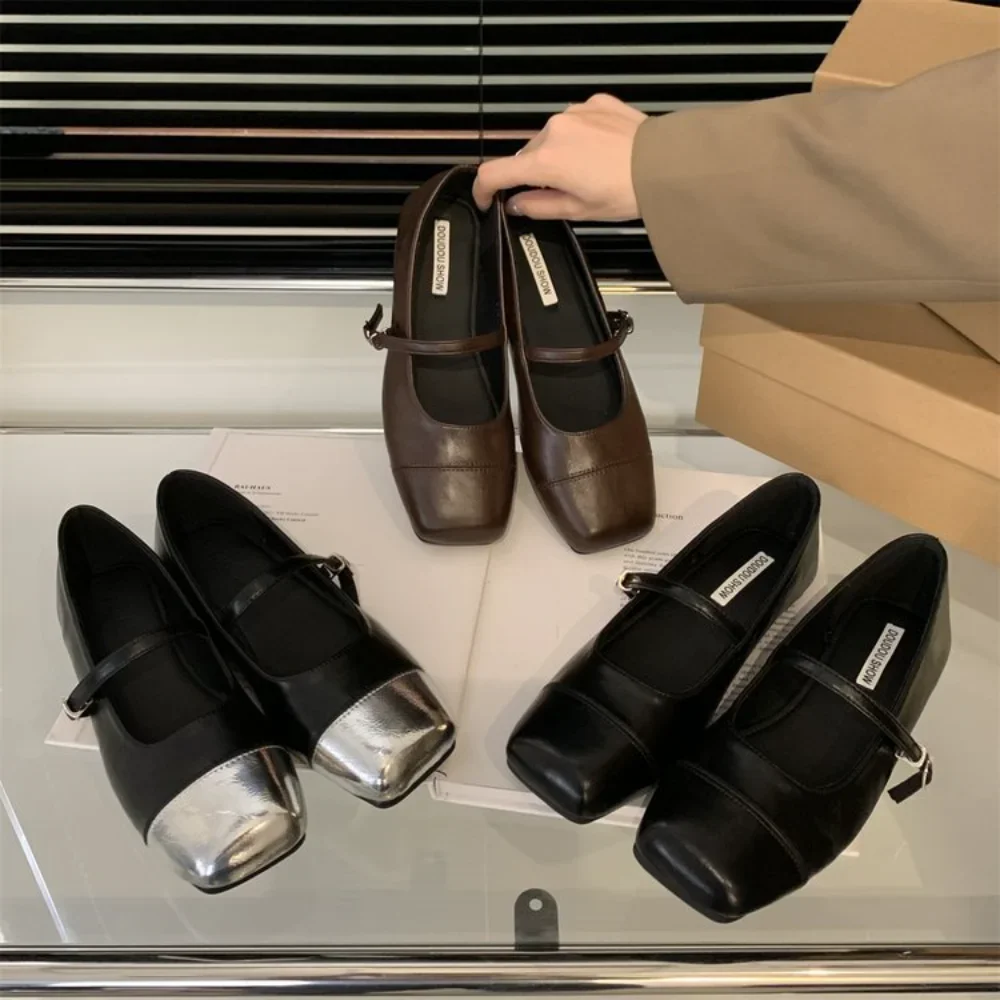 المألوف الفرنسية الرجعية ساحة تو ماري جين أحذية للنساء ربيع 2025 جديد خط واحد شقة القاع قطع الضحلة أحذية نسائية #6