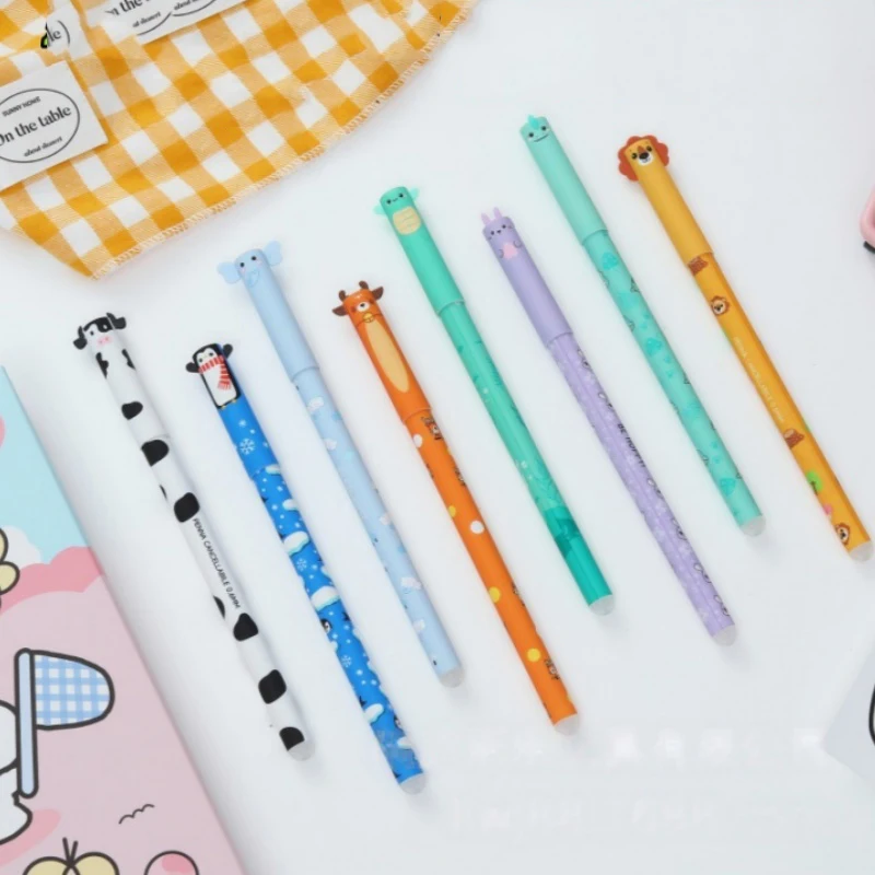 48pcs/lot Kawaii Penguin Dinosaur Rabbit Animal Erasable Gel Pen Cute Signature Pens School Writing Supplies