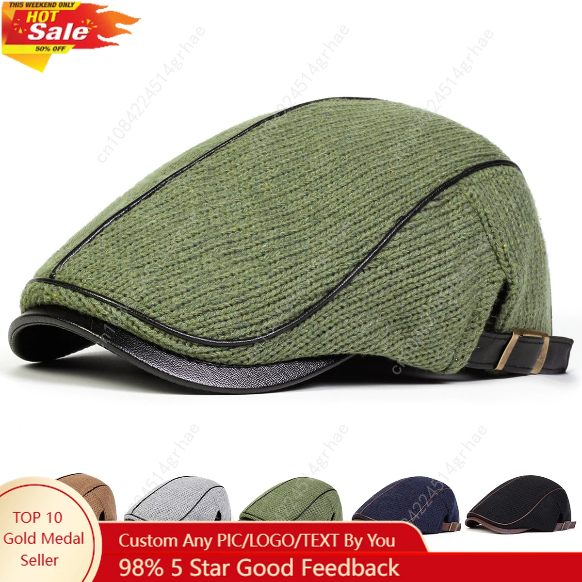 

Men Autumn and Winter Warm Knitting Newsboy Caps British Painters Hats Side Buckle Adjustable Flat Cap Hip Hop Berets