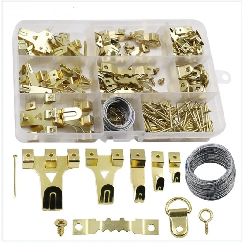 

Boxed Double-sided Serrated Hook Combo, 220 PCS Metal Damage-free, Installation Accessory for Oil Paintings and Frames