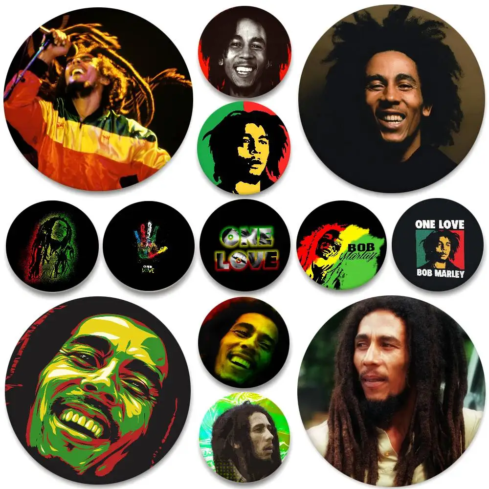Sänger Bob Marley Reggae Musik Runde Abzeichen Kreative Brosche Kleidung Rucksack Zubehör Anstecknadel