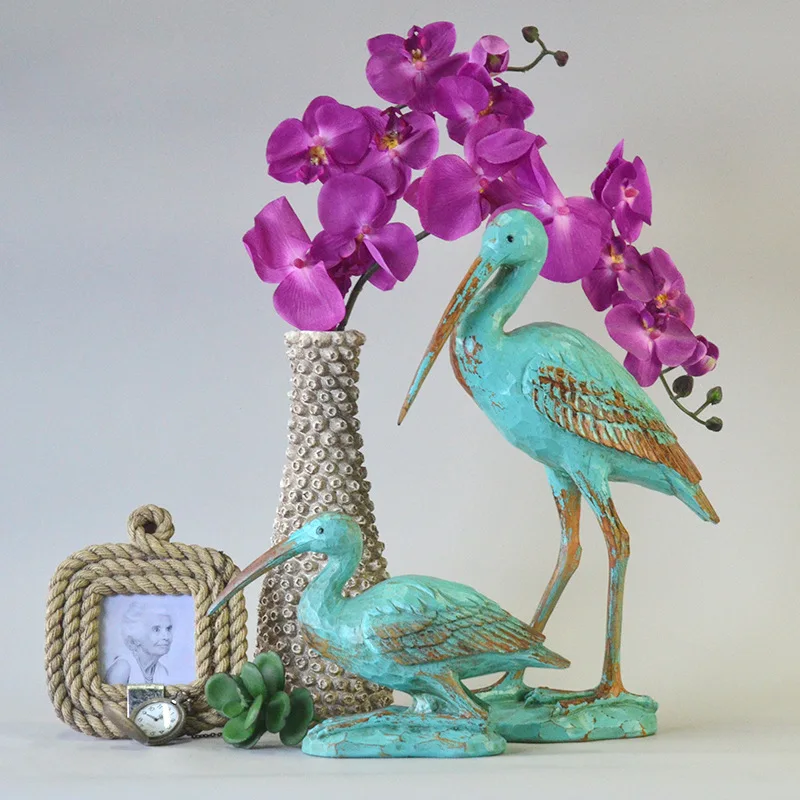 Resin Simulation Animal Sculpture Seagull Bird Crane Handicraft Ornaments Decorative Figurines Decoration Accessories