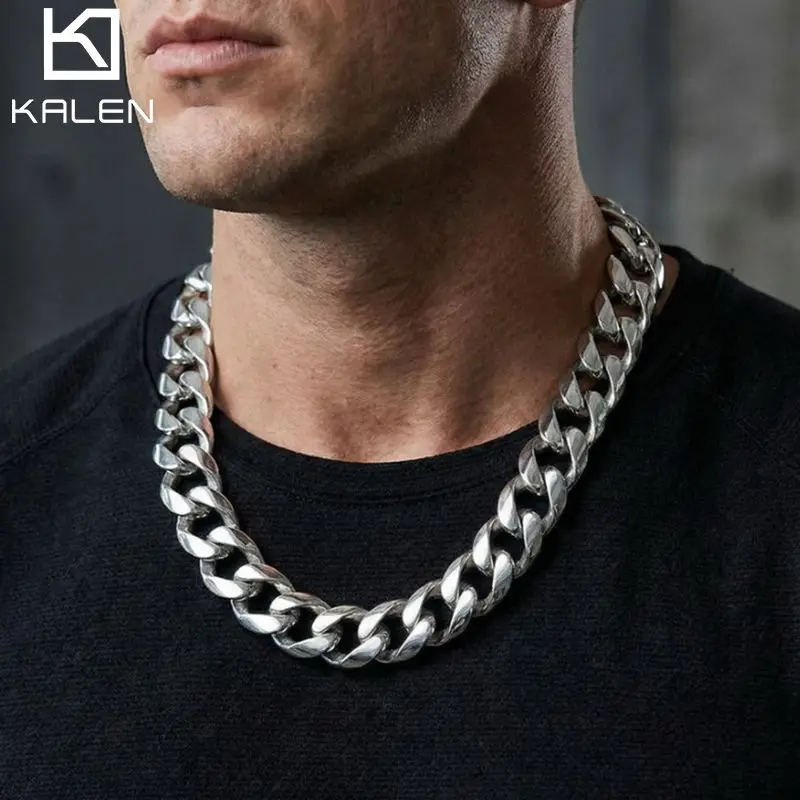 KALEN 24mm Chunky Link Kette Halskette für Herren aus Edelstahl 316L - KN11090-D