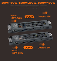 LED Lighting Transformers Driver 12V/24V Mute Power Supply Source 60W 100W 200W 300W 400W 190-240V Led Strip Converter Adapter