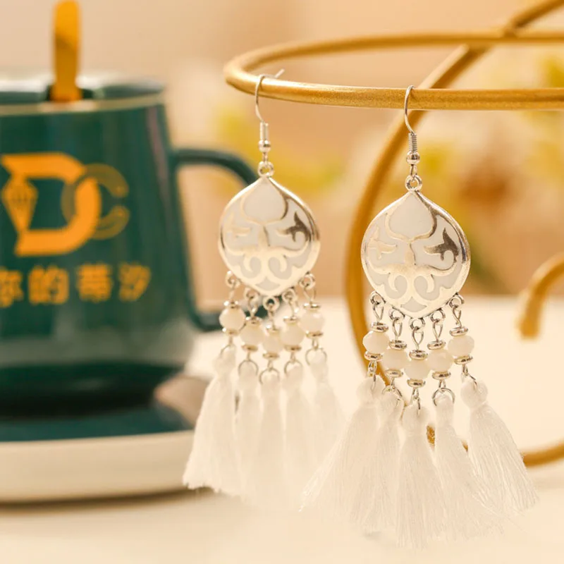 Vintage Ethnische Bunte Quaste Ohrringe für Frauen Elegante Pfirsich Herz Kristall Legierung Ohrring Party Hochzeit Täglichen Schmuck – Detail 12