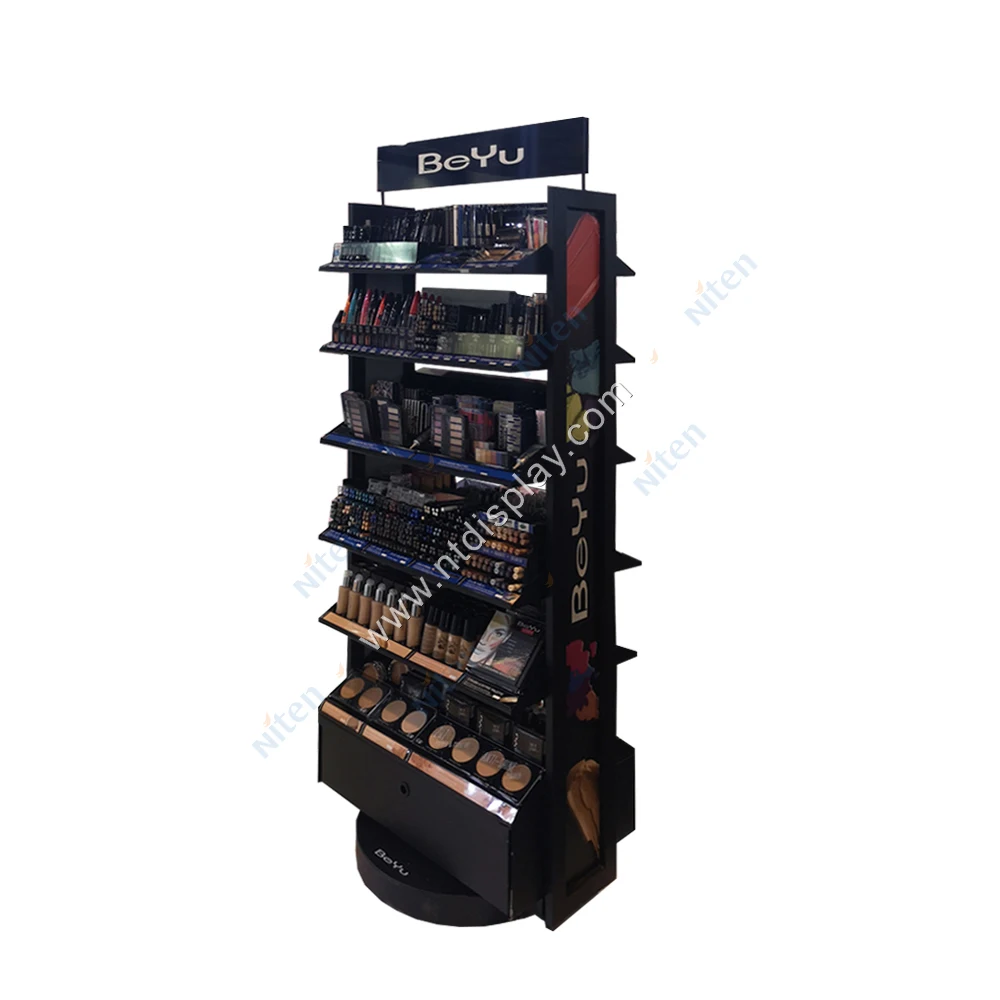 Luxury Custom High-end Rotating Acrylic Nail Polish Rack Display / Foundation Lipstick Eyeshadow Display Stand