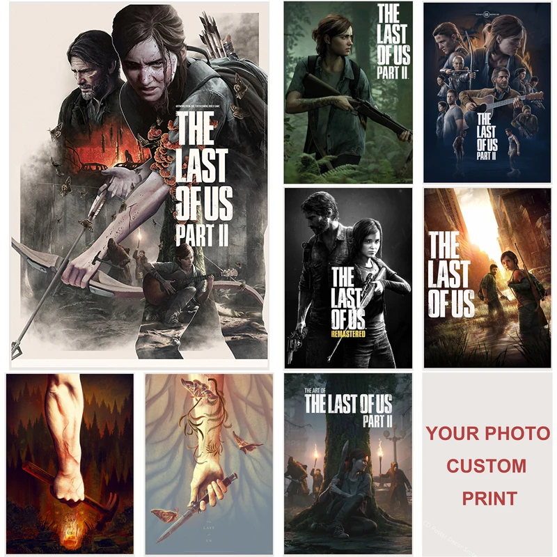 Hot The Last of Us Part 2 Poster Custom Posters Self-adhesive DIY Home Room Cafe Bar Decor Aesthetic Art Wall Painting Sticker