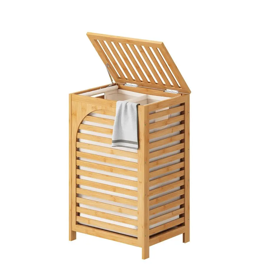 

Laundry Hamper with Lid 16.9 13 26.5inches Large Bamboo Laundry Bin Basket 85L Clothes Hamper with 1 Removable Bag Storage baske