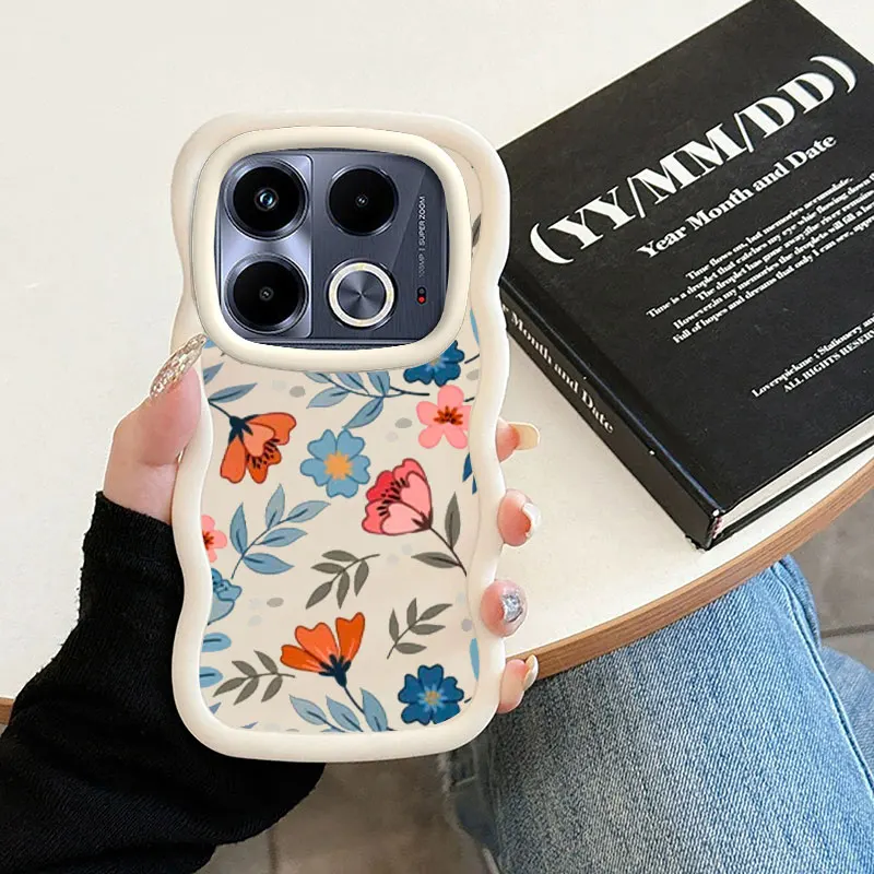 جراب هاتف بتصميم زهور لـ infinix hot note 30 ، 30i ، 40 play ، ذكي 6, 7 ، 8 plus ، ناعم ، ذو حواف مموجة ، غطاء حماية للفتيات #4