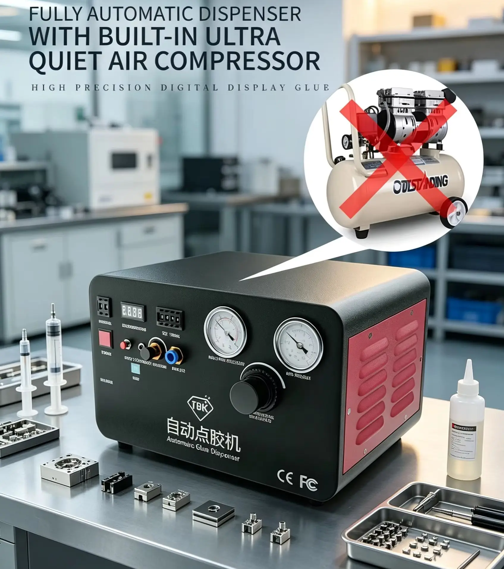 Mobile Phone Screen Repair Glue Dispensing Machine Built-in Air Compressor Tool TBK983A