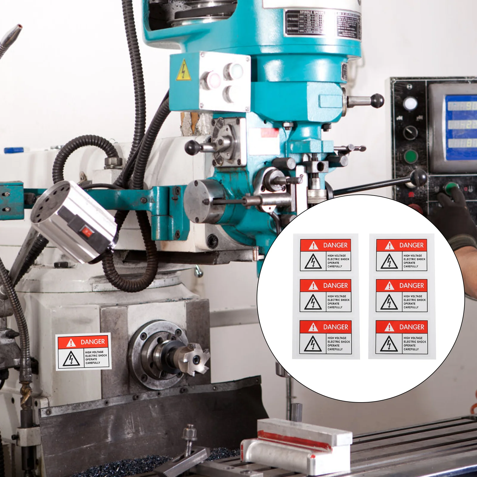 6 шт., предупреждающие этикетки по электроэнерге, наклейки, оборудование, шоки, наклейка, электронная полипропиленовая синтетическая бумага, предупреждение