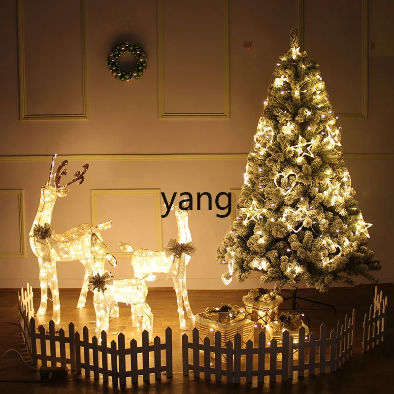 Yjq deer pull christmas decorations luminous wrought iron deer sleigh christmas shopping mall scene arrangement