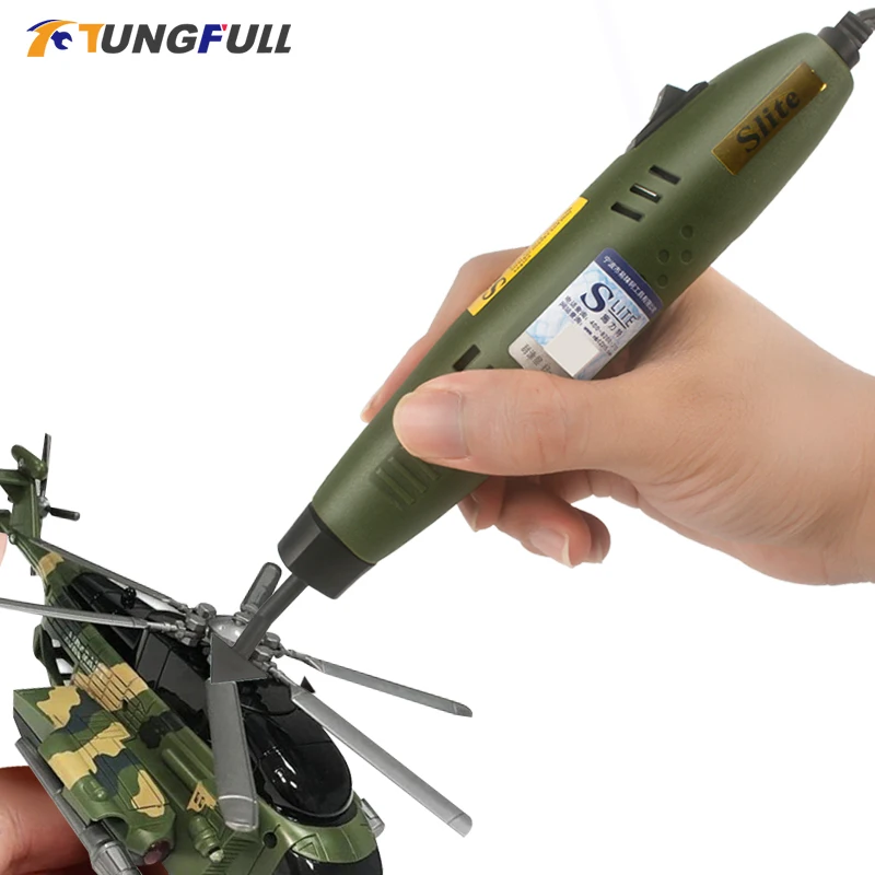 Pen tipo Mini Sander Stroke Grinder Tool Lixadeira Modelo Alternativa Cabeças de Lixa Lixa Ferramentas Artesanais Militares 220v