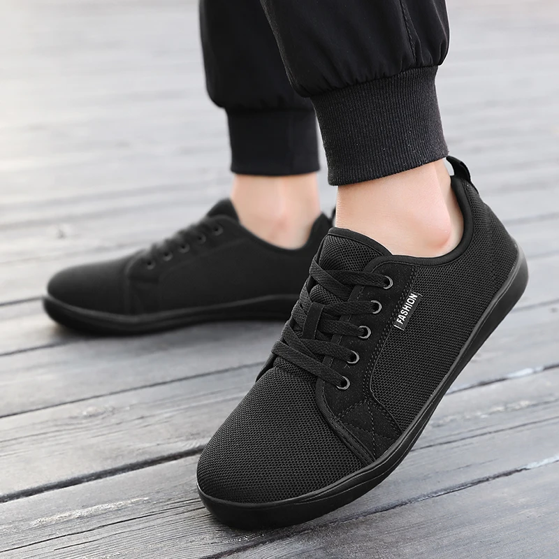 أنيقة الرجال واسعة تو بيرفوت عادية حجم كبير قماش عصري أسود مسطح القاع أحذية رسمية الرجال الخريف أحذية رياضية 2025 #5