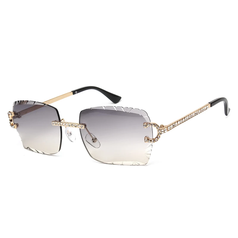Fashion Rimless Square Sunglasses Vintage Diamond Brand Design Cut Lens Sun Glasses Men Women Metal Frame Luxury UV400 Eyewear view 5
