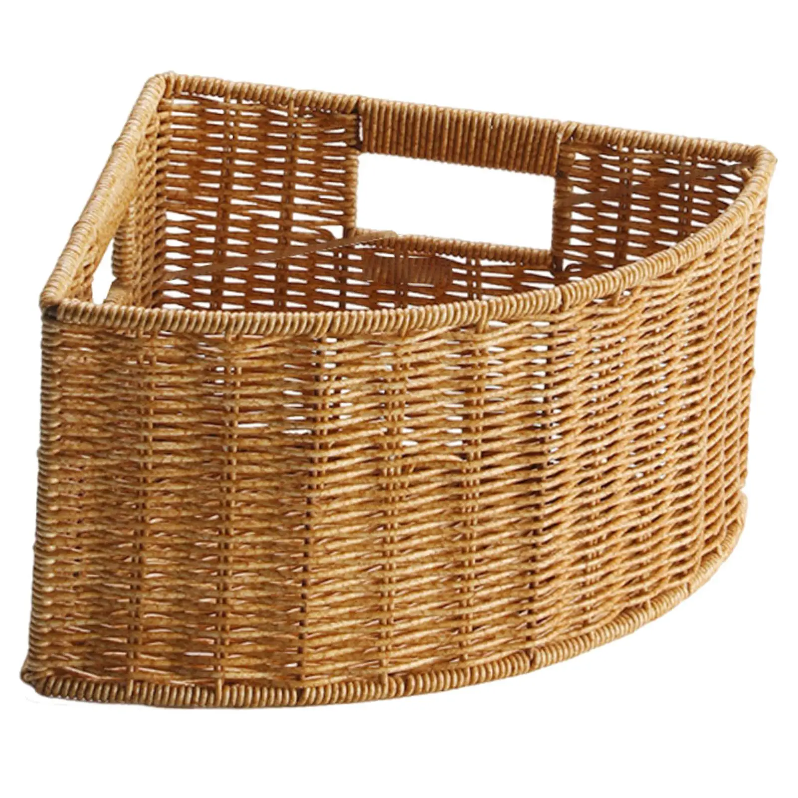 

Woven Organizer Triangle Storage Basket Sturdy Storage Box Bedroom Organizer Open Top with Handle for Room Accessories