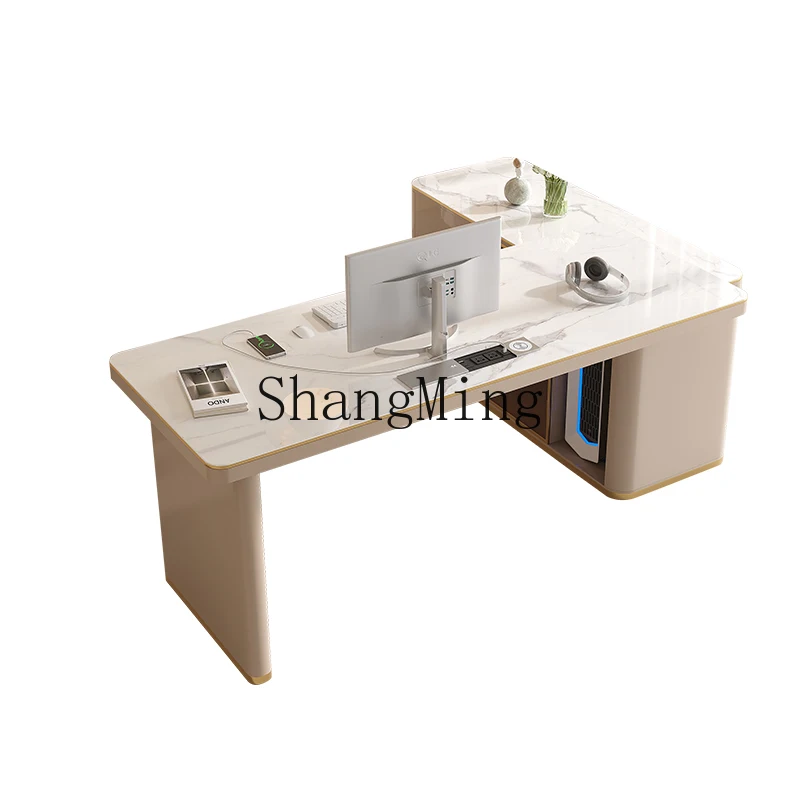 

LXY light luxury rock slab corner computer table high-end study workbench boss table