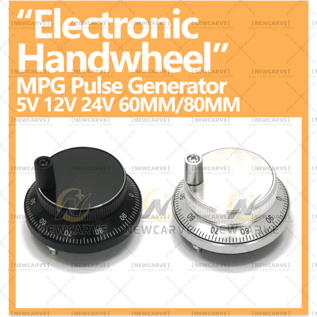 60mm 5V 12V 24V CNC Pulser Electronic Handwheel 4 6 Pin Pulse 25 100 Manual Pulse Generator Rotary Encoder NEWCARVE