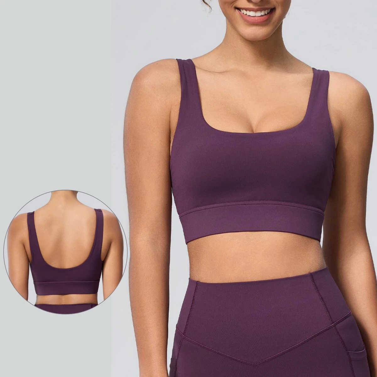 Women U Neck Sports Bra Wide Strap Back Cutout High Support Yoga Bra Gym Workout Top Quick Dry Breathable Fitness Underwear 2026