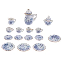 15Pcs 1:12 Dollhouse Miniature Tableware Porcelain Ceramic Tea Cup Set Model Kitchen Accessories For Doll House Decor Toys Gift 4