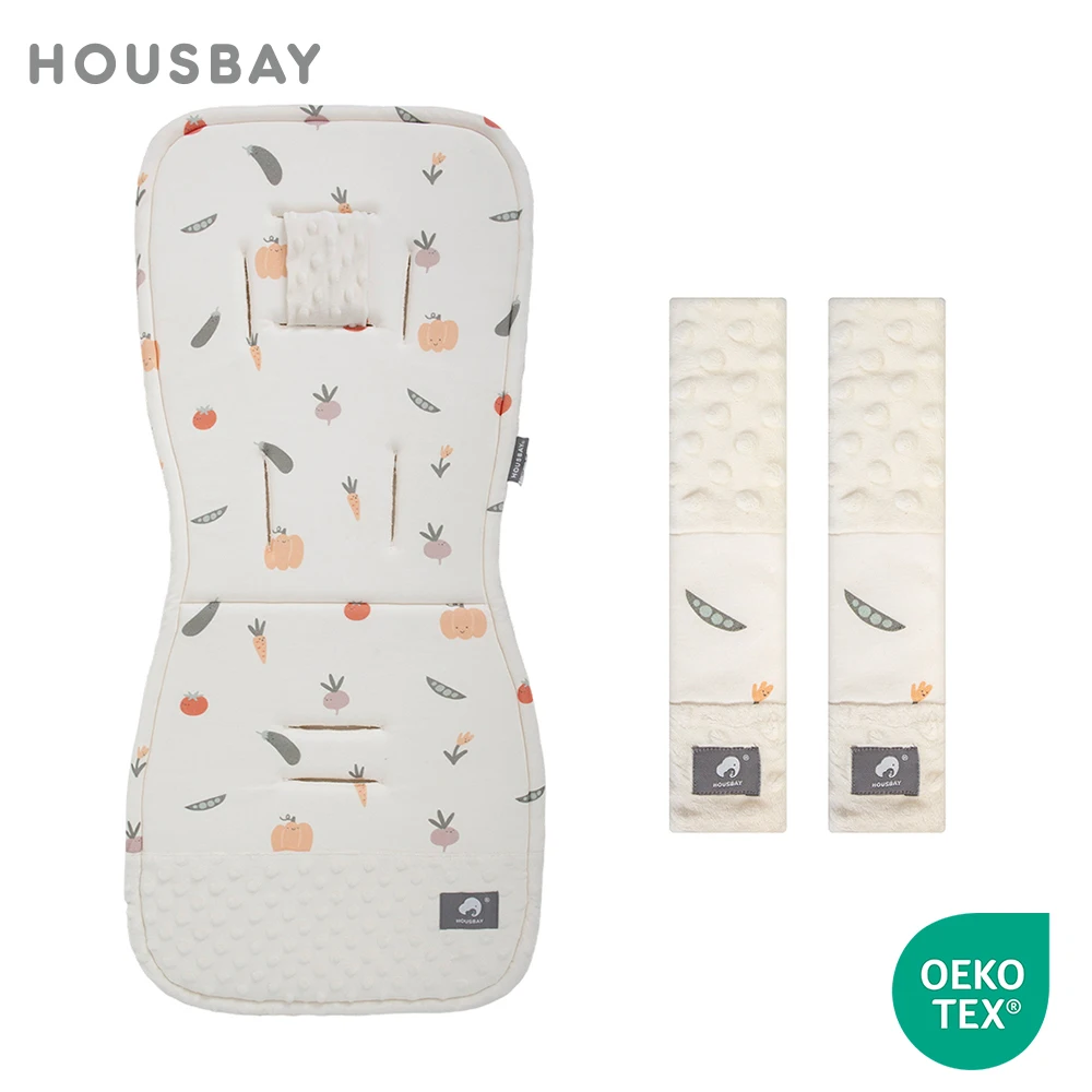 2 ピース/セットベビーカークッション & ベルトカバー漫画プリント衝撃吸収クッション脊椎保護用ユニバーサルベビーカーアクセサリー