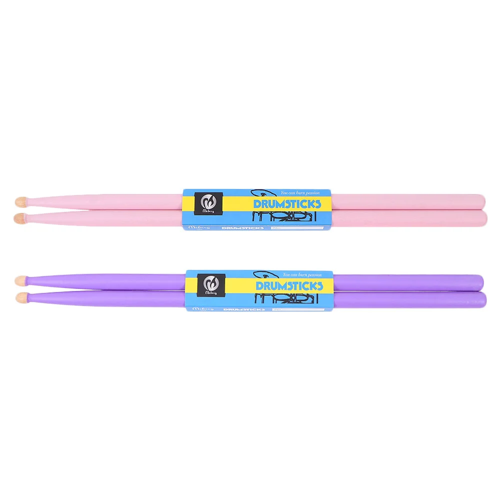 2 Pairs Drumsticks Maple Percussion Instrument Pointy Simple Accessories Purple Instruments Child