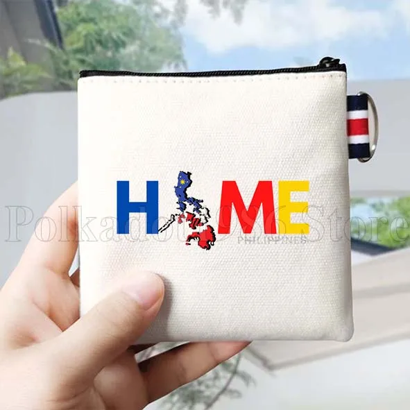 الفلبين علم الدولة خريطة السفر تذكارية الهدايا حقيبة قماش قنب محفظة نسائية للعملات المعدنية صغيرة مربع مفتاح تخزين حافظة للبطاقات القطن المحفظة الحقيبة
