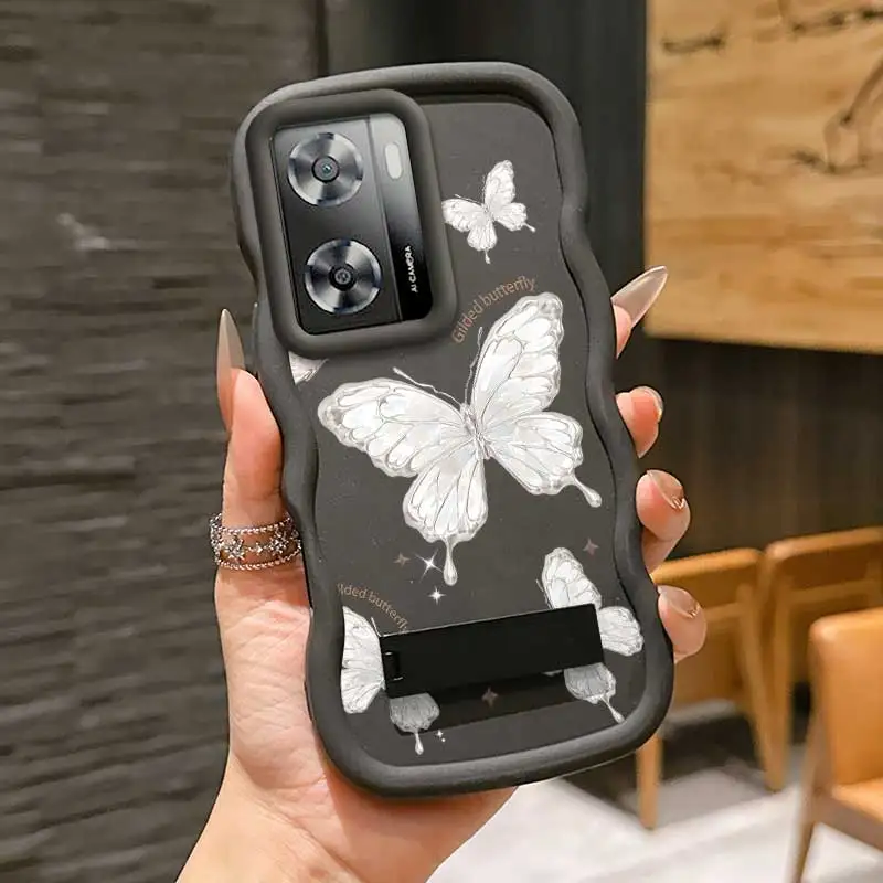 حافظة كاجوال بتصميم مرن على شكل فراشة مذهبة مضادة للخدش وحامل مصنوعة خصيصًا لهاتف OPPO A77 مثالية لـ OPPO A Reno #6