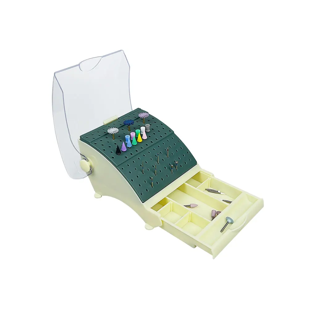 142 Holes Dental Burs Bur Block Holder Station+Pull Out Drawer Autoclave Sterilizer Case Disinfection Box Holder Dentistry Tool