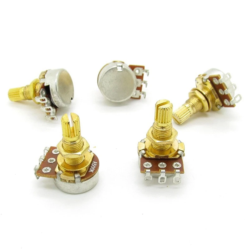 Guitar Potentiometer Audio Volume&Tone Pots Switch Control A500K Split Shaft Taper Potentiometers Gold Pack Of 20