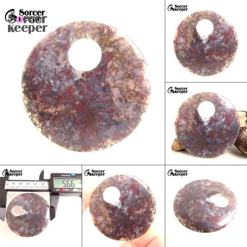 Forma redonda donut natural musgo ágata pedra preciosa moda jóias ágata ping fivela colar pingente melhor amigo presente bm789