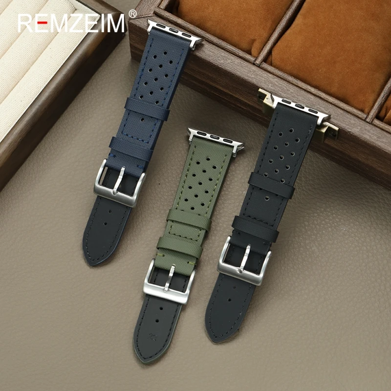 

Sport Rubber Smartwatch Band for Apple Watch 1-10 SE Ultra Breathable Wristwatch Strap for Iwatch 49/46/45/44/42/41/40/38mm