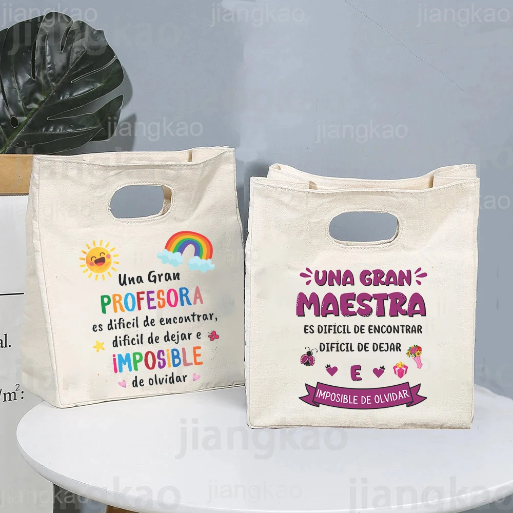 Bolsas de almuerzo portátiles con estampado español, bolsa con aislamiento térmico, bolsa de almacenamiento más fresca para alimentos de Picnic