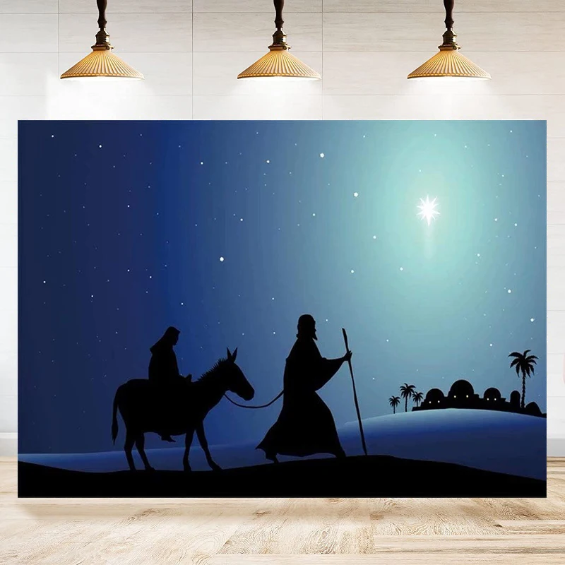 

Christmas Jesus Nativity Photography Backdrop Bible Story Holy Family Mary And Joseph Background Christ Decorate Banner