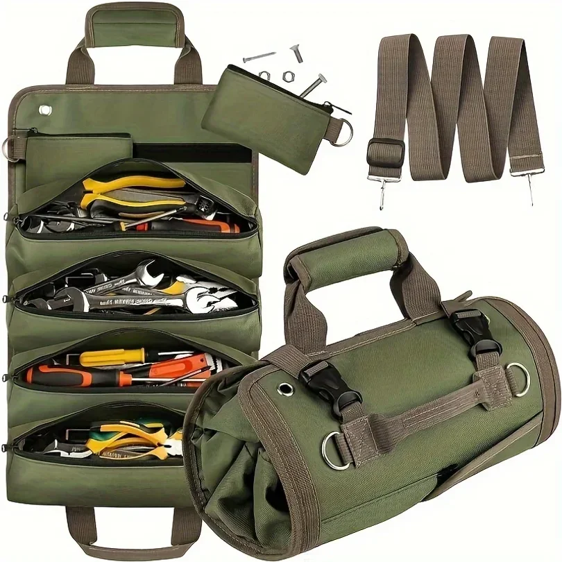 Multipurpose Oxford Fabric Tool Organizer Bag - Foldable Storage Pouch for Woodworking  Automotive Repair Electricians